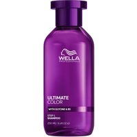 Purple Wella Professionals Ultimate Color Shampoo bottle, 250 ml, with white logo and text, sleek cylindrical design.