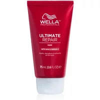 Red Wella Ultimate Repair Mask tube, 75ml, with white text and logo, designed for hair repair and strengthening.