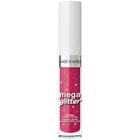 Wet 'n Wild Mega Glitter Shimmer Liquid Lipstick in Pink Future, clear tube with white cap, 2.8 g.