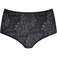 Black Triumph Fit Smart Maxi panties with floral lace pattern and full coverage design.