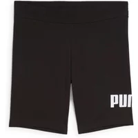 Black Puma thigh-high boots with white Puma logo on the side, sleek design, and flat sole.