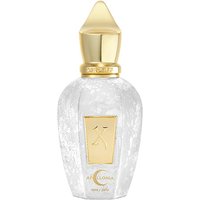 Clear glass bottle with gold cap and label, Xerjoff Apollonia Extrait de Parfum, 50 ml, unisex musk fragrance.