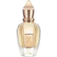 Elegant Xerjoff Cruz del Sur I perfume bottle, gold cap, clear glass with gold accents, 50 ml unisex leather scent.