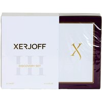 Xerjoff Discovery Set III with three 15 ml bottles in elegant white and gold packaging, featuring a purple accent.