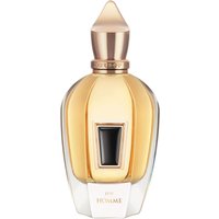 Gold Xerjoff Homme Parfum bottle with a pointed cap and black label accent.