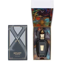 Xerjoff Ouverture Eau De Parfum 100ml in black bottle with gold cap, ornate box with colorful abstract design.