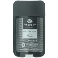 Black and silver Yardley Gentleman Classic deodorant stick, 50ml, with textured grip and 48-hour protection label.