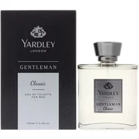 Yardley Gentleman Classic Eau De Parfum 100ml, clear bottle with silver cap, black and silver label, boxed packaging.