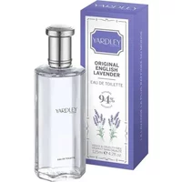 Yardley Original English Lavender Eau De Toilette 125ml, clear glass bottle with silver cap, purple box.