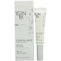 White tube of Yon-ka Paris Essential White Dark Spot Cream, 10ml, with matching box featuring gray floral design.