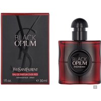 YSL Black Opium Over Red Eau de Parfum Spray 30ml, red bottle with black cap, next to matching red and black box.
