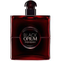 YSL Black Opium Over Red Eau de Parfum, 90ml, dark red rectangular bottle with black cap and circular label.