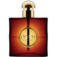 Amber YSL Opium Pour Femme Eau de Parfum 30ml bottle with gold cap and circular gold label.