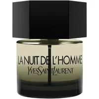 Yves Saint Laurent La Nuit De L'Homme EDT 60ml, cylindrical bottle with black hexagonal cap and gradient glass.