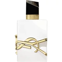 White Yves Saint Laurent Libre L'Eau Nue perfume bottle, gold YSL logo, black cap, 50ml.