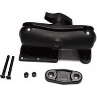 Black Zebra 350025 holder accessory with mounting plate, screws, and adjustable clamp mechanism.