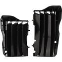 Acerbis radiator louvres in black, designed for KTM SX 125/250 and SXF 250/350/450 models from 2016-2018, featuring a sleek, aerodynamic shape with multiple vertical slits.