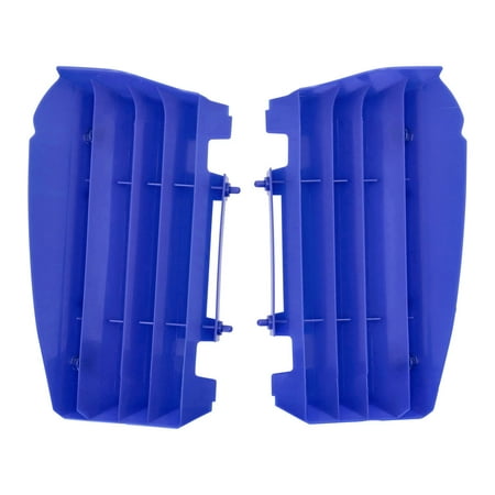 Blue plastic radiator louvres designed for Yamaha YZ 125/250 models from 2006 to 2024, featuring multiple slats for airflow and a sleek, durable construction.