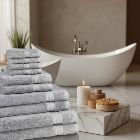Towel Set 10 Piece 700GSM Bamboo Towel Set - 4 Face Cloths, 2 Hand Towels, 2 Bath Towels, 2 Bath Sheets