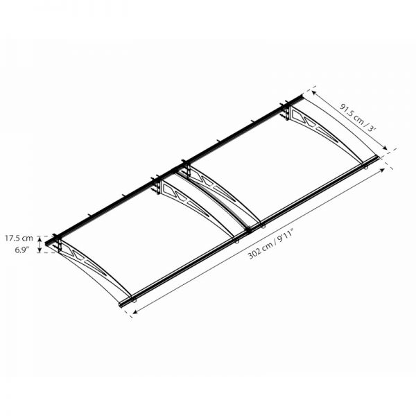 10' x 3' Palram Canopia Altair 3000 Grey Door Canopy (3.02m x 0.92m) - image 5