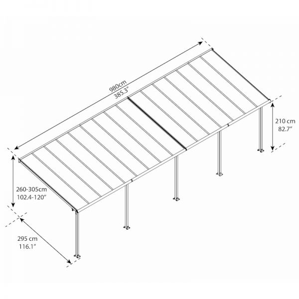 10' x 32' Palram Canopia Olympia White Patio Cover with Clear Panels (2.95m x 9.80m) - image 5