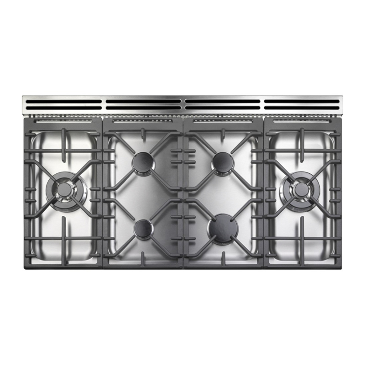 Slate grey Rangemaster ELS110DFFSL Elise 110cm dual fuel range cooker featuring a stainless steel gas hob with five burners and a sleek, modern design.