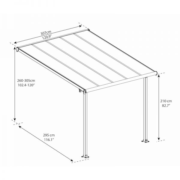 10x10 Palram Canopia Olympia White Patio Cover With Clear Panels - image 5