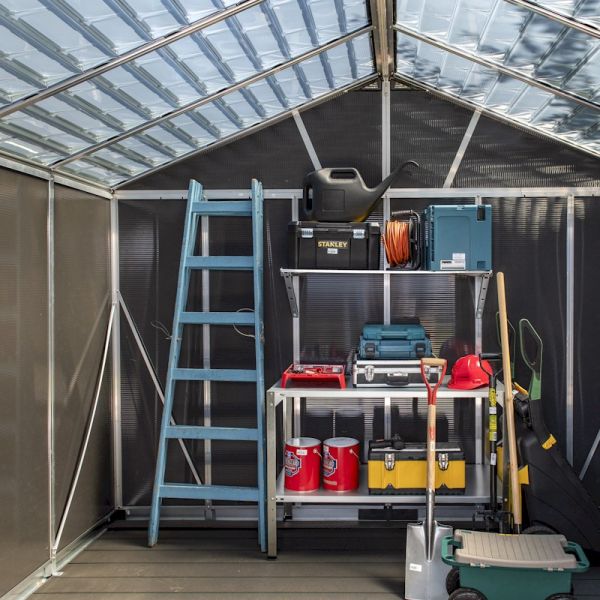 11' x 9' Palram Canopia Yukon Premium Dark Grey Skylight Plastic Shed with WPC Floor (3.3m x 2.7m) - image 3