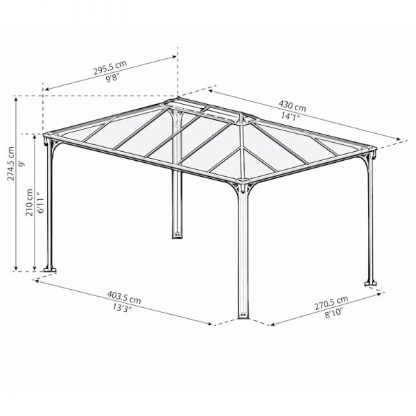 14x10 (4.3x3m) Palram Canopia Martinique 4300 Garden Gazebo - image 5