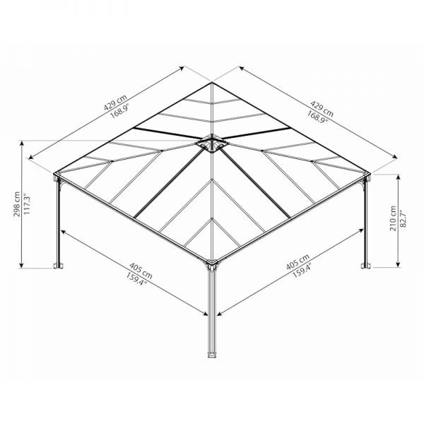 14x14 Palram Canopia Palermo 4300 Grey Garden Gazebo - image 5