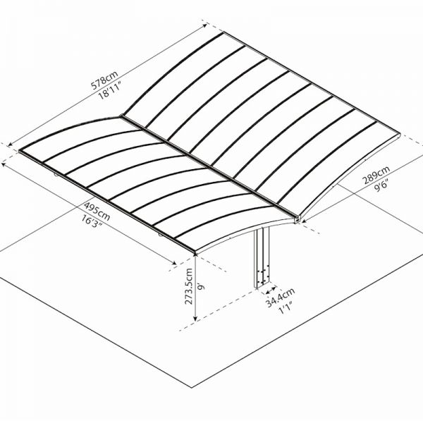 16' x 19' Palram Canopia Arizona Breeze Grey Metal Double Carport (4.95m x 5.78m) - image 5