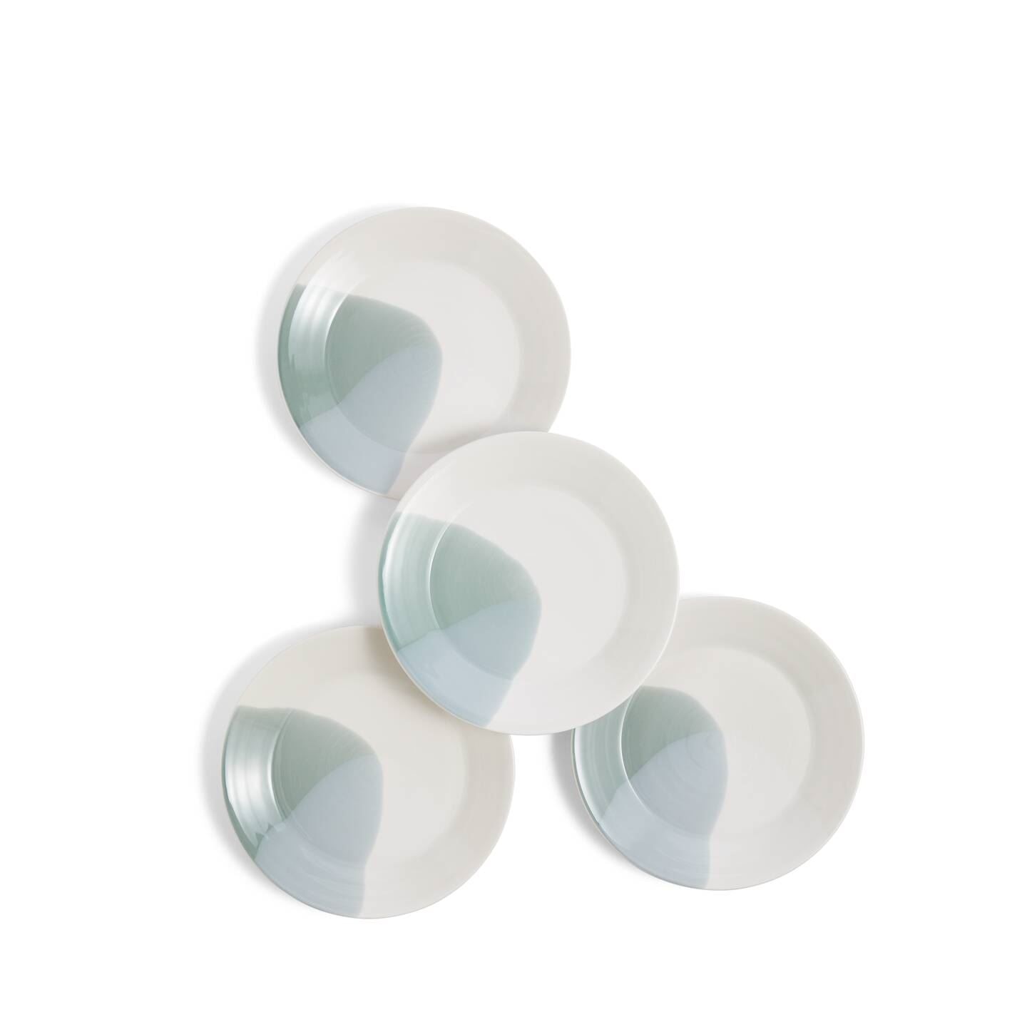 Set of four Royal Doulton 1815 Signature green side plates featuring a smooth, glossy finish with a subtle green gradient along the edges.