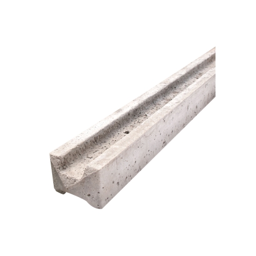 Supreme Concrete slotted fence post in light gray concrete, measuring 2135mm x 109mm x 94mm, featuring a smooth surface and a central slot for easy installation.