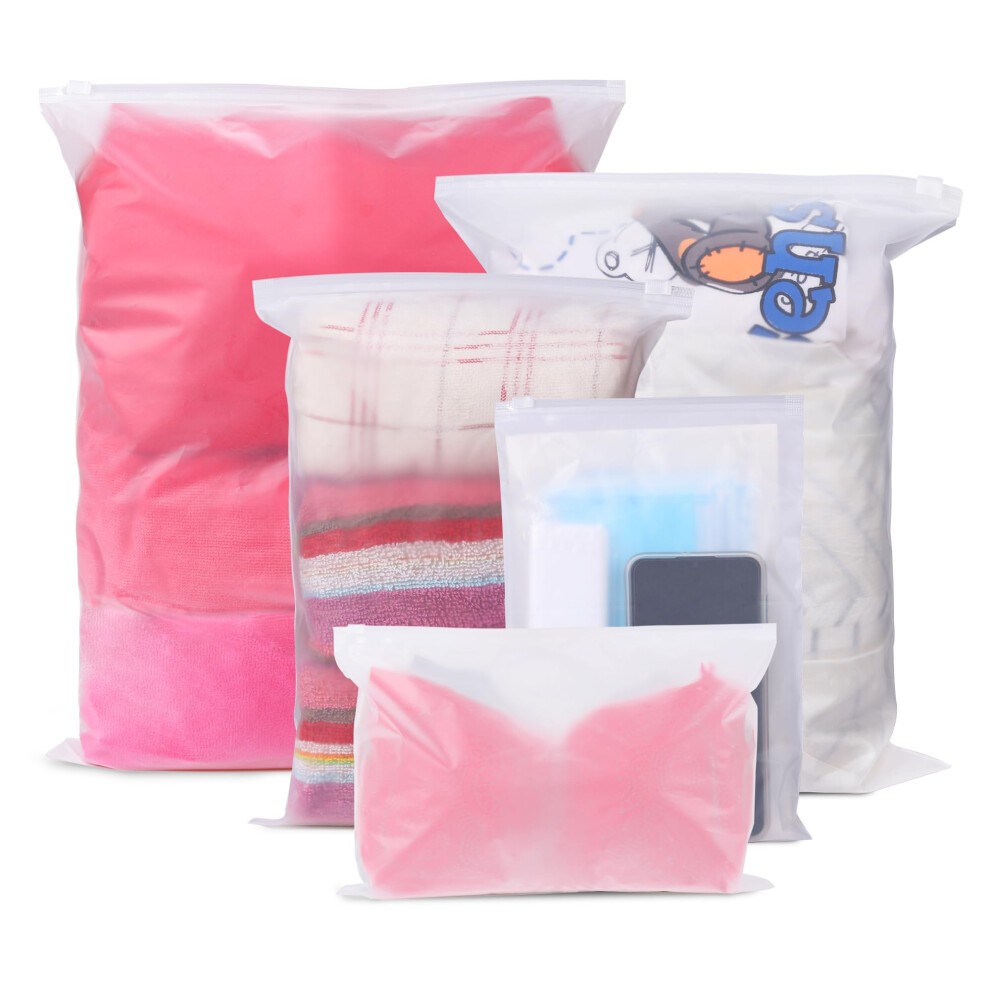 HCSSZ 24 Pcs Reusable Ziplock Bags,Travel Clothes Storage Bags,Plastic Hospital Bag Organiser Pouches,Essentials Frosted Resealable Waterproof Luggage Bags