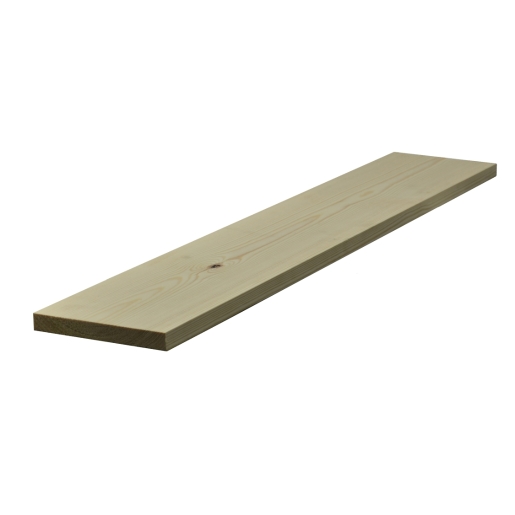 Light-colored redwood plank, 25mm thick and 175mm wide, featuring a planed square edge with a smooth finish, measuring 20.5mm x 169mm.