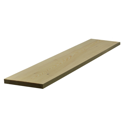 25mm x 20mm redwood plank with a planed square edge, finished size 20.5mm x 194mm, showcasing a smooth, light wood grain surface.