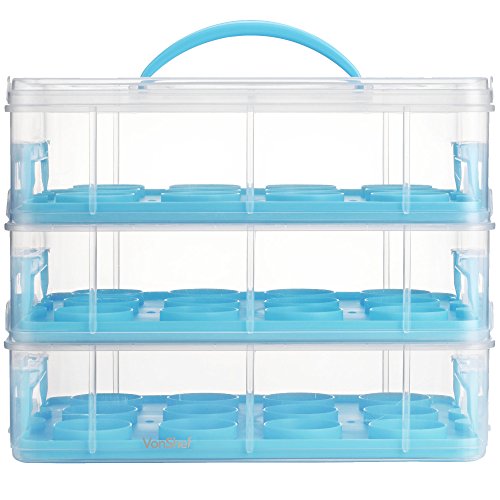 3 Tier Cupcake Carrier Blue - image 3