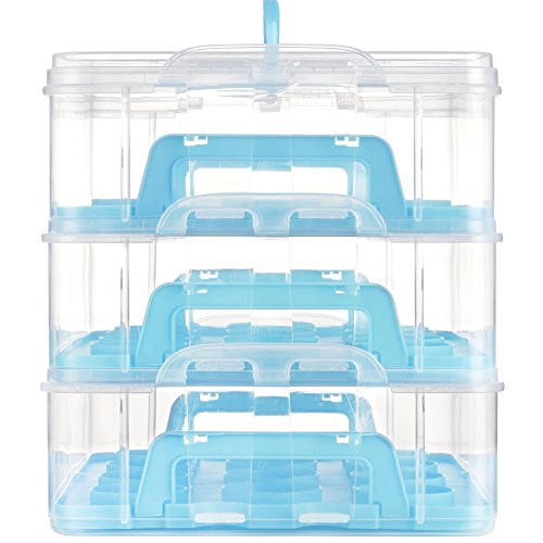 3 Tier Cupcake Carrier Blue - image 4