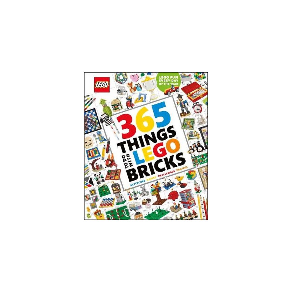 Colorful book cover featuring the title "365 Things to Do with LEGO Bricks" in bold letters, surrounded by various LEGO creations and designs on a white background.