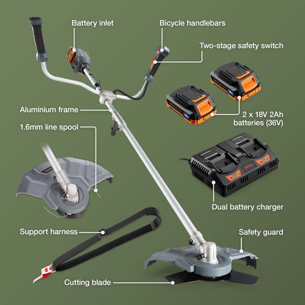 36V Cordless 2-in-1 Grass Trimmer & Brush Cutter - image 5