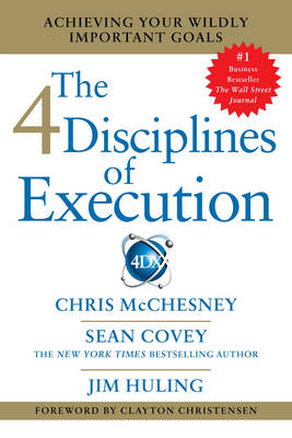 Paperback book cover featuring the title "The 4 Disciplines of Execution" in blue and gold text, with a white background and a red bestseller badge on the top right corner.