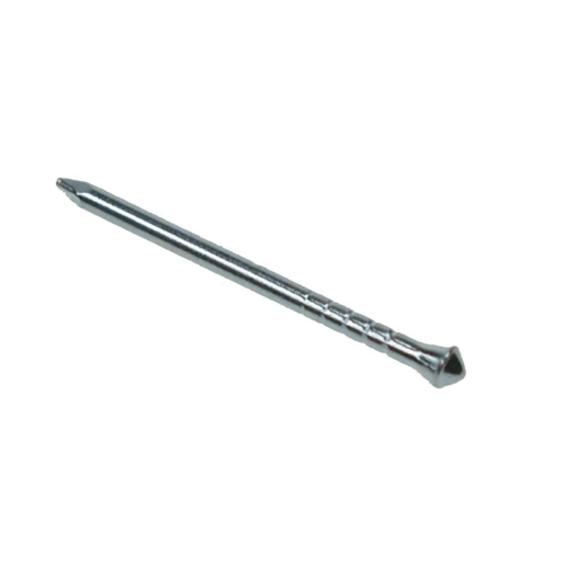 Bright silver 20mm panel pin with a pointed tip and ribbed shaft, packaged in a 1/2kg quantity by 4Trade, ideal for construction and woodworking projects.