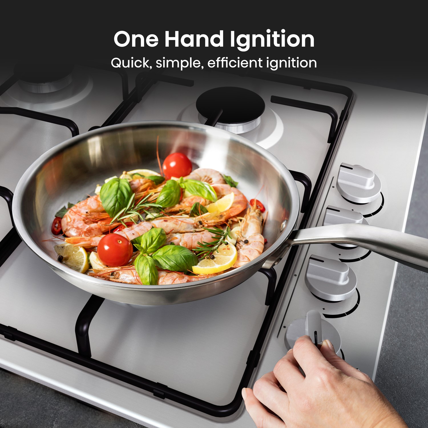60cm Gas Hob - Stainless Steel - image 3