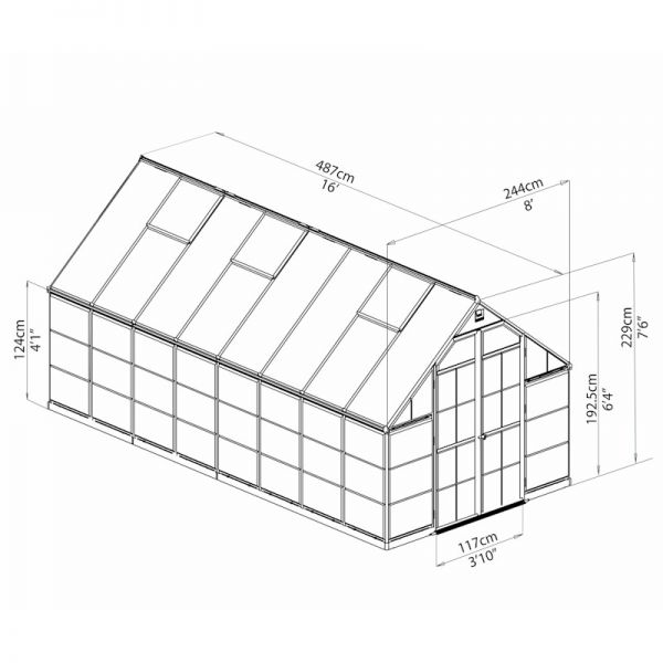 8' x 16' Palram Canopia Balance Silver Greenhouse (4.87m x 2.44m) - image 5