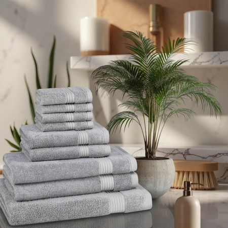 Towel Set 9 Piece 700GSM Bamboo Towel Set - 4 Face Cloths, 2 Hand Towels, 2 Bath Towels, 1 Bath Sheet