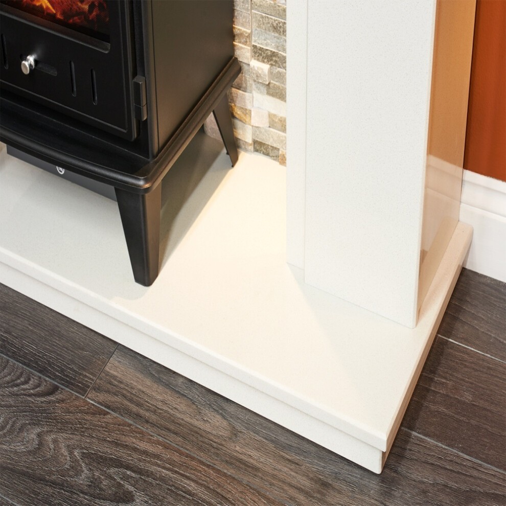 Acantha Amalfi White Marble and Black Fireplace with Downlights and Aviemore Electric Stove 48 inch - image 2