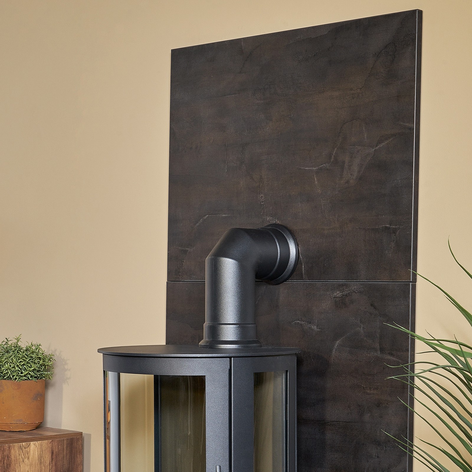 Acantha Charcoal Grey Orbit Cylinder Electric Stove with Black Angled Stove Pipe - image 4