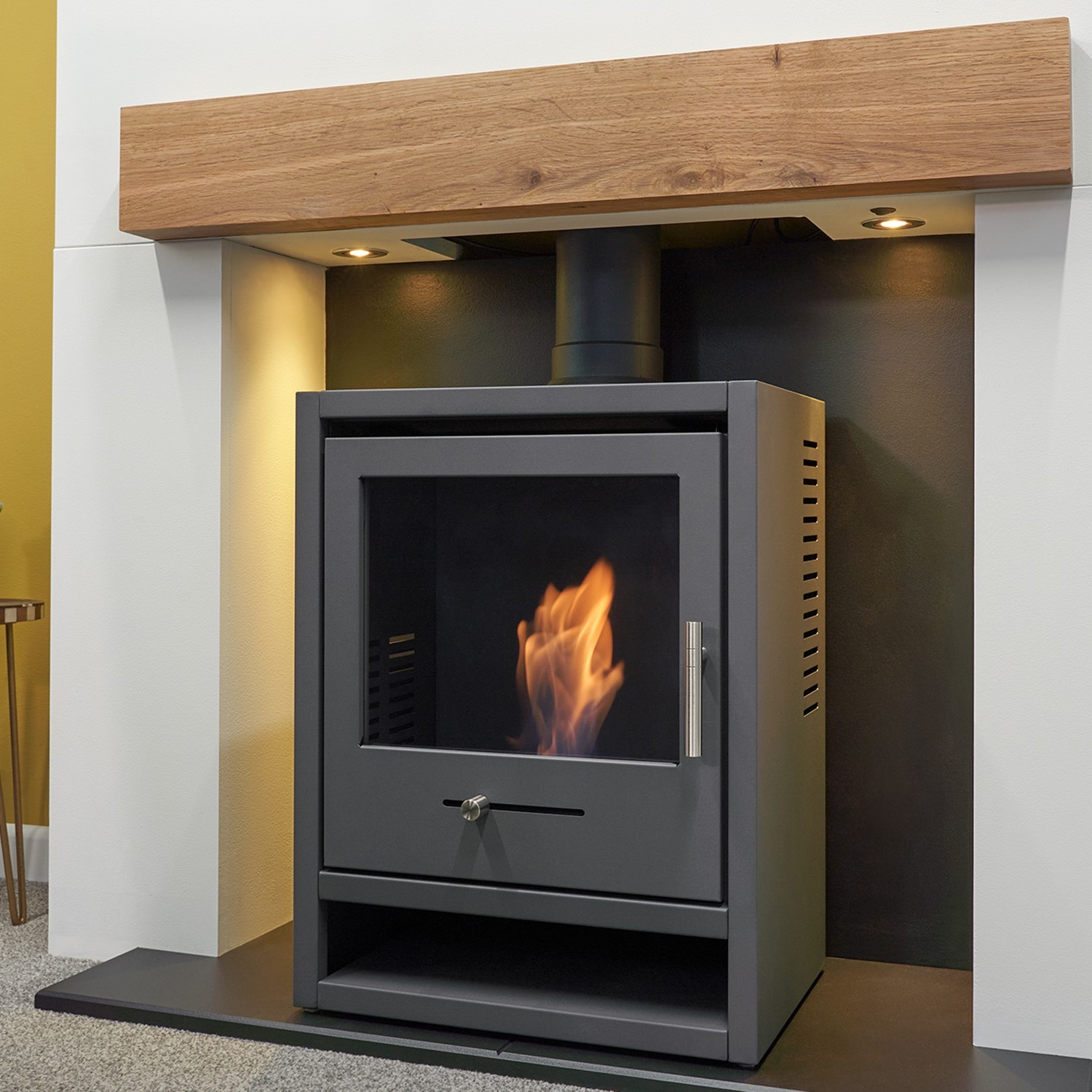 Acantha Charcoal Grey Pre-Built Stove Media Wall 1 with OKO S1 Bio Ethanol Stove - image 2