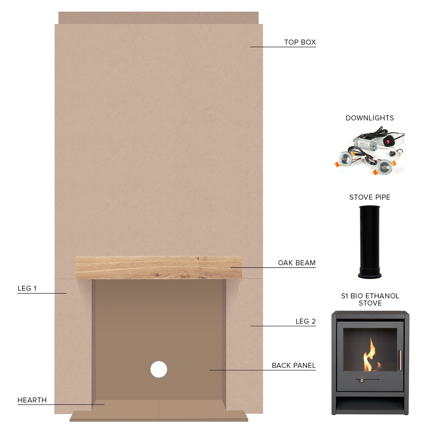 Acantha Charcoal Grey Pre-Built Stove Media Wall 1 with OKO S1 Bio Ethanol Stove - image 4