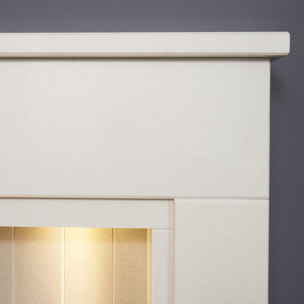 Acantha Larissa Fireplace Suite White and Grey with Keston Black Electric Stove 48 inch - image 5